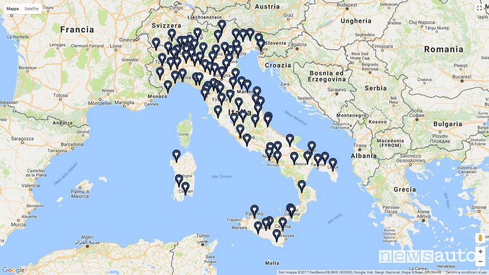 Colonnine per auto elettriche in Italia