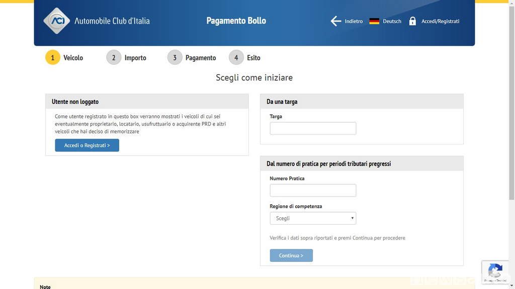 Pagare il bollo auto online aci