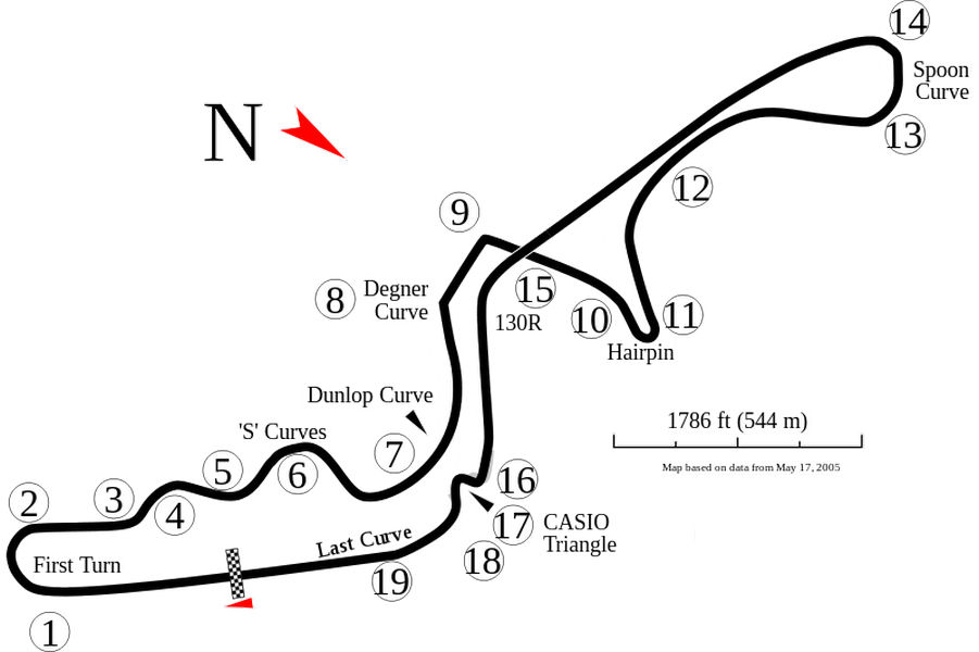 Suzuka F1 mappa circuito Gp Giappone