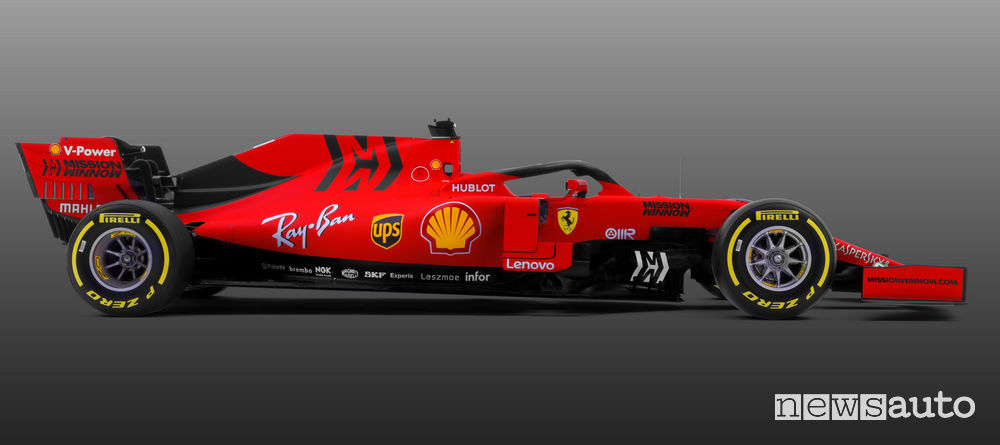 F1 2019 Ferrari SF90, vista laterale