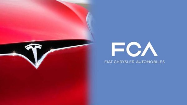Logo FCA e Tesla Accordo