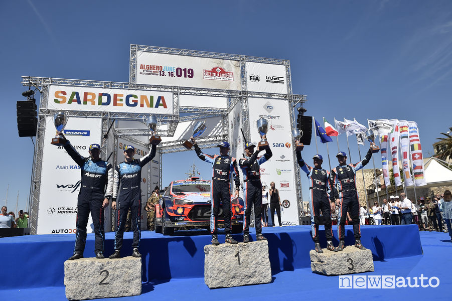 Podio finale Rally Italia Sardegna WRC 2019