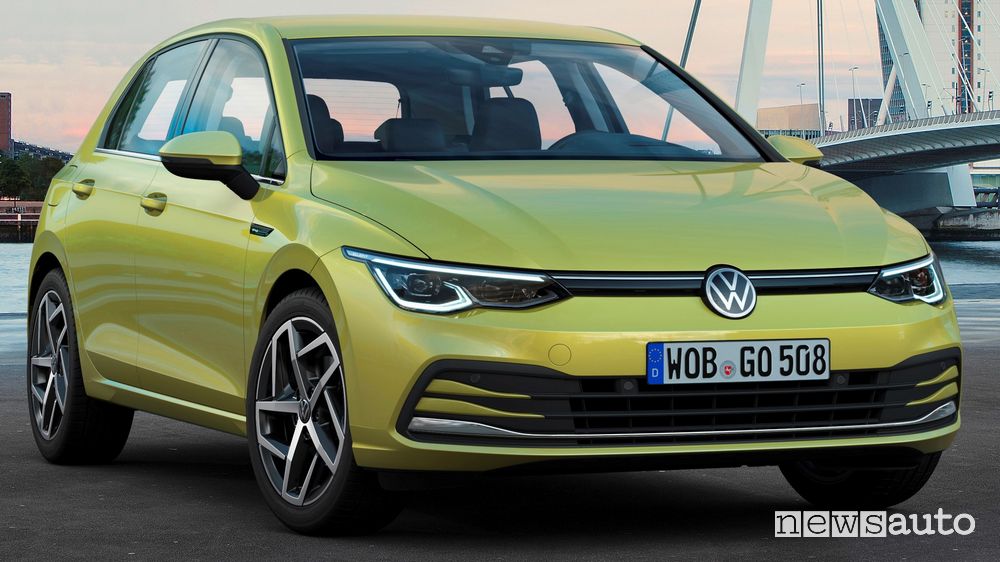 Vista di profilo Volkswagen Golf 8 2020