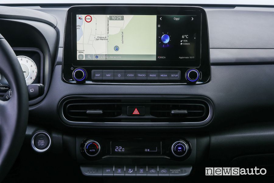Navigatore display touchscreen da 10.25” nuova Hyundai Kona