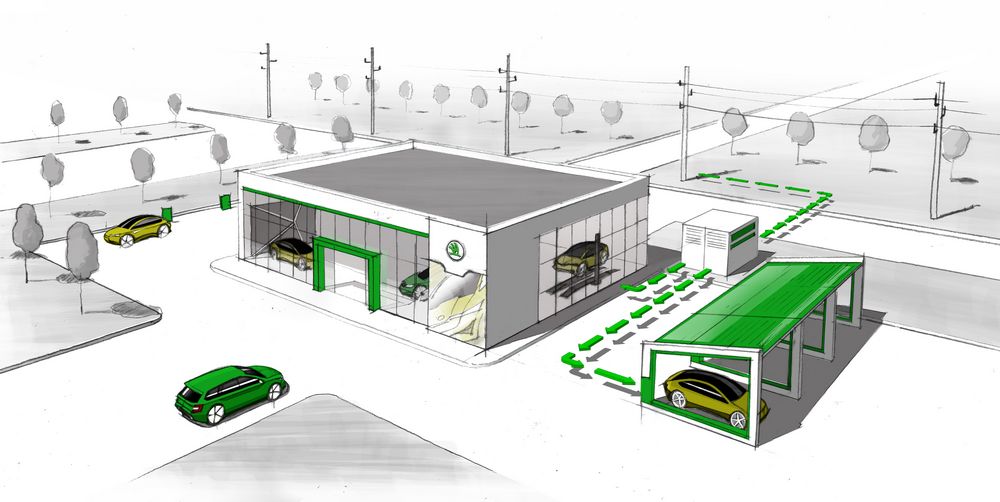 Batterie al litio usate e riciclate per illuminare i concessionari Skoda