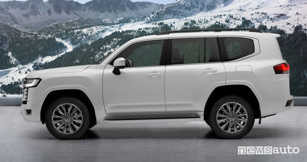 Vista laterale nuovo Toyota Land Cruiser 300