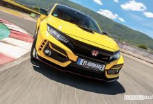 Vista frontale Honda Civic Type R Limited Edition test all'ISAM di Anagni