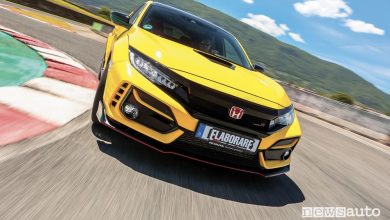 Vista frontale Honda Civic Type R Limited Edition test all'ISAM di Anagni