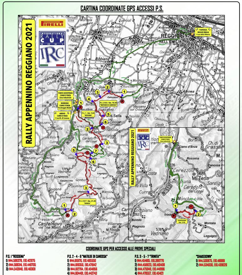 Prove speciali e percorso del Rally dell'Appenino sul Reggiano 2021