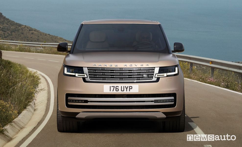 New Range Rover front view on the road
