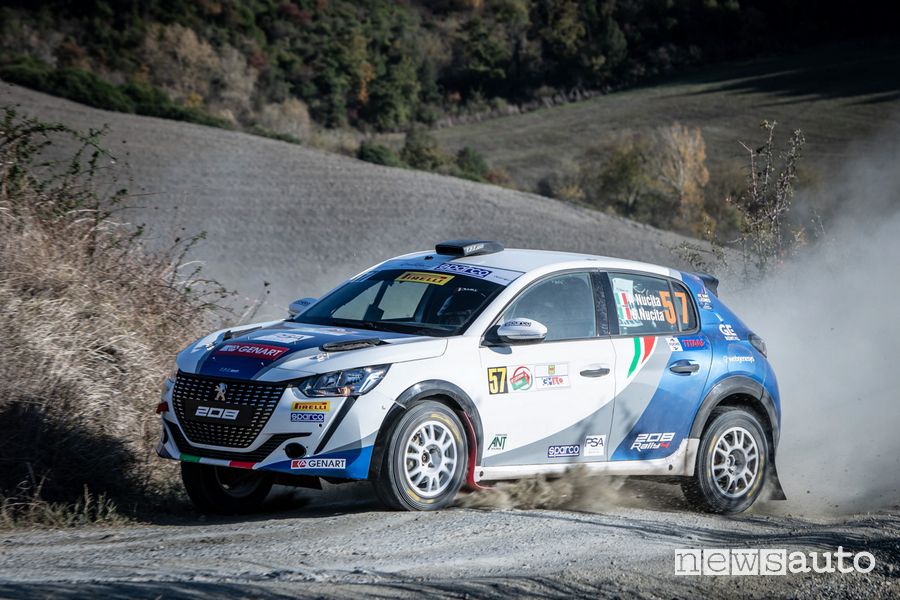 Andrea e Giuseppe Nucita al Rally Liburna Terra 2021 con la Peugeot 208 Rally 4