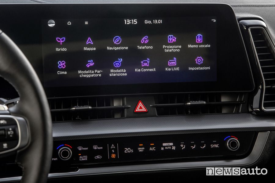 Touchscreen infotainment nuova Kia Sportage