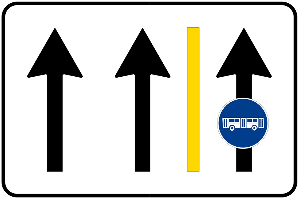 Segnale stradale che indica la corsia preferenziale