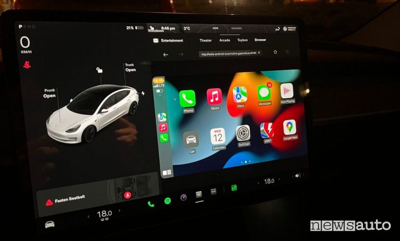 Apple CarPlay e Android Auto su Tesla, come funziona