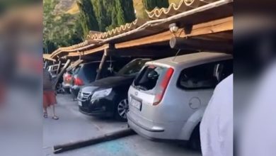 Crolla tettoia del parcheggio durante il matrimonio, VIDEO