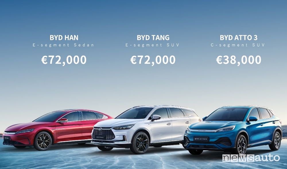 prezzi delle auto elettriche BYD Han, Tang e Atto 3