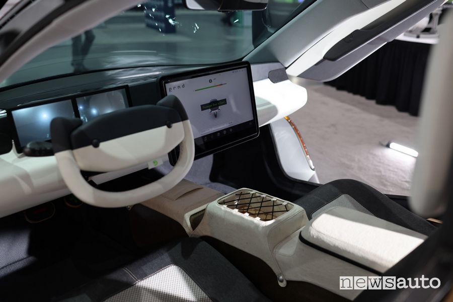 Aptera cockpit steering wheel electric solar car