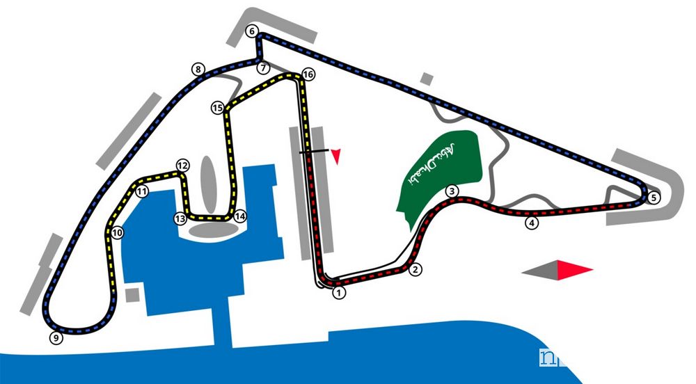 mappa della pista di Yas Marina dove si corre il Gp di Abu Dhabi