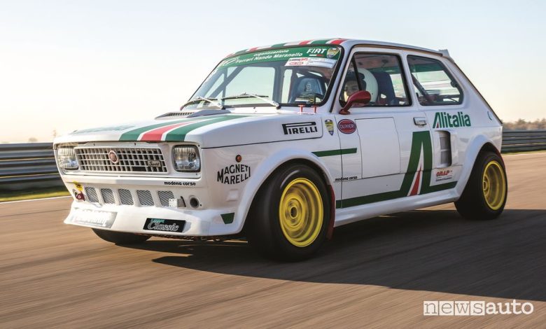 Fiat 127 Top elaborata livrea Alitalia test in pista