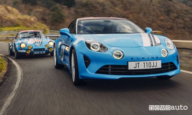 Alpine A110 San Remo 73 frontale su strada