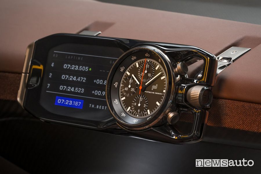 Porsche Mission X display analogico e digitale per i tempi sul giro