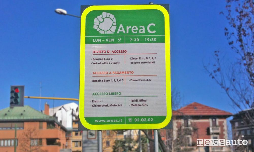 Cartello ingresso Area C Milano