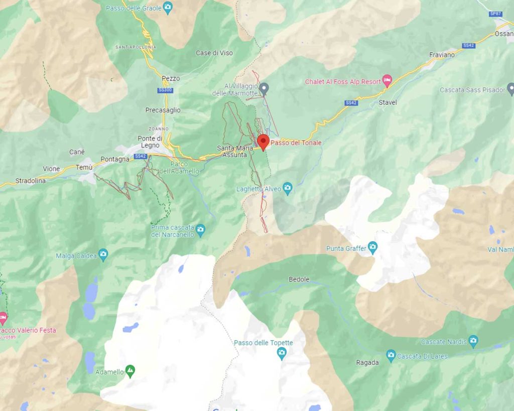 mappa - posizione del passo del tonale