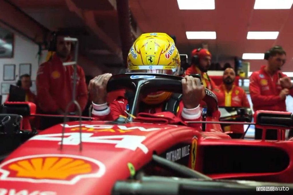 Lewis Hamilton per la prima volta su una Ferrari a Fiorano