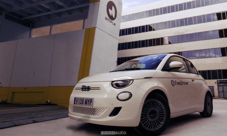 Ricarica rapida Fiat 500e con lo scambio della batteria