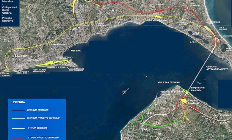 La mappa, dove sorgerà il Ponte sullo Stretto di Messina