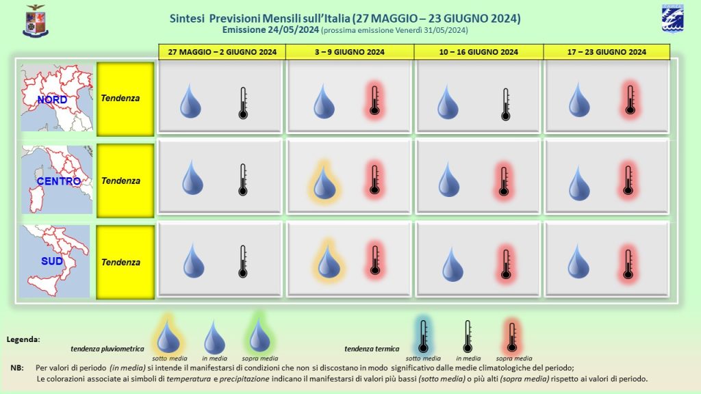 Previsioni meteo giugno 2024