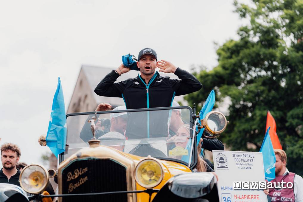 The parade of Alpine drivers at the 24 Hours of Le Mans 2024