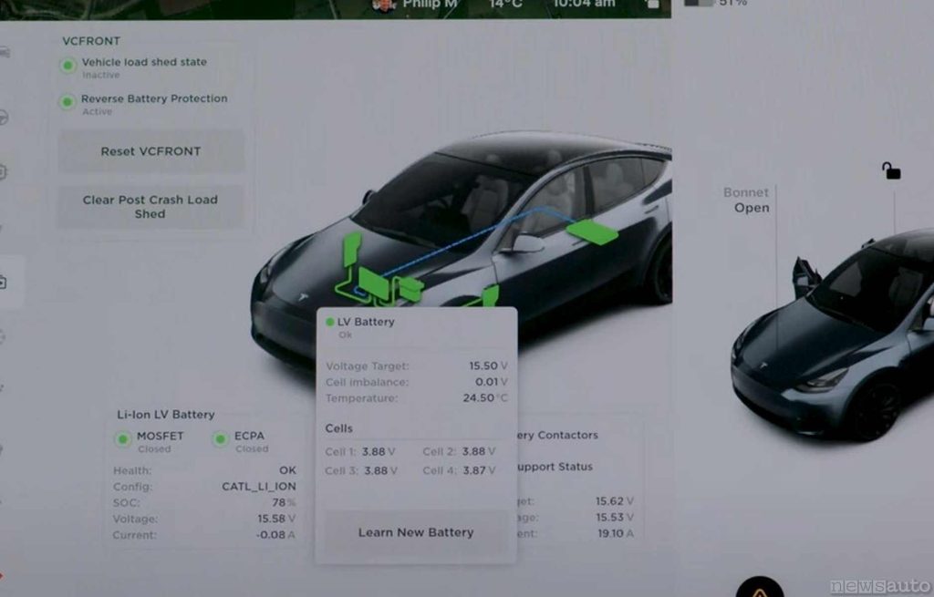 Dal software si può controllare la tensione della batteria dei servizi