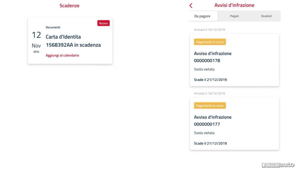 App Fascicolo del cittadino, dashboard personale