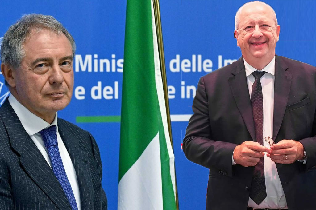 Jean-Philippe Imparato con Adolfo Urso quando ha presentato il piano industriale di Stellantis al Governo