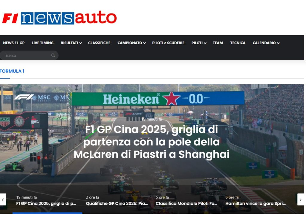 Il nuovo sito dedicato alla F1 di Newsauto