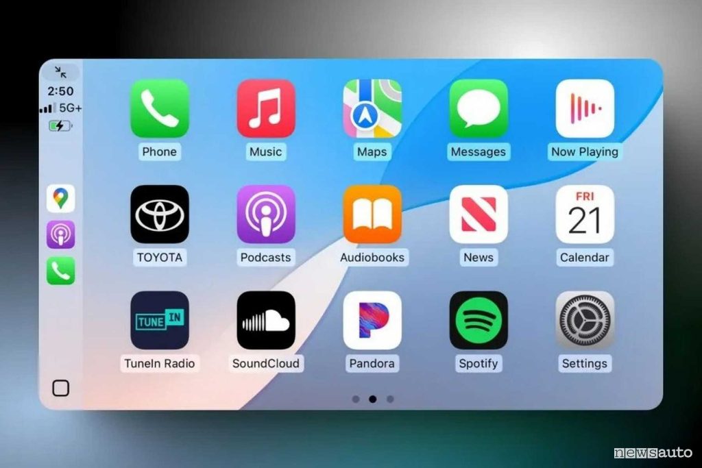 Schermata di Apple CarPlay 2 con l’aggiornamento iOS 18.4