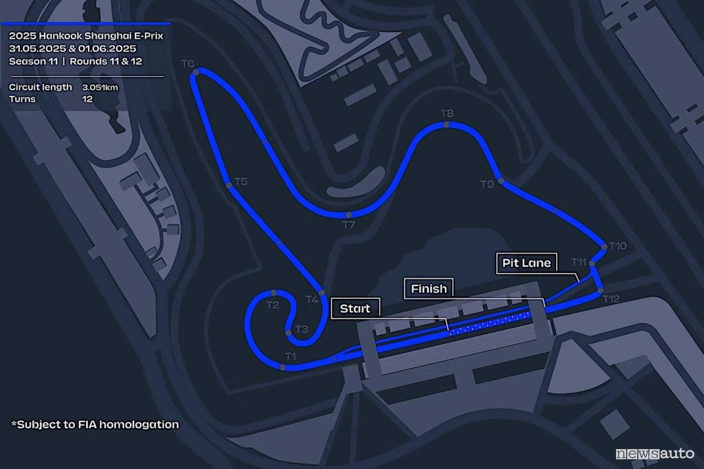 layout del Shanghai International Circuit dove corre la Formula E