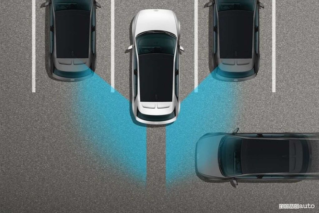 Rear Cross-Traffic Collision-Avoidance Assist monitora l’area posteriore in retromarcia