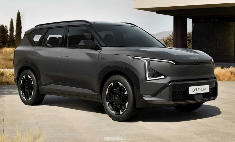 Nuova Kia EV5 GT Line anteriore 3/4