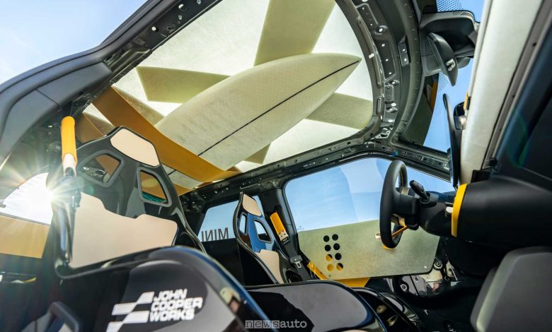 MINI John Cooper Works Electric The Skeg porta tavola da surf nel tetto