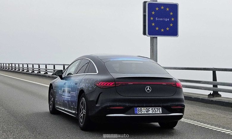 Prototipo Mercedes EQS con batterie allo stato solido viaggio da Stoccarda a Malmö senza ricariche
