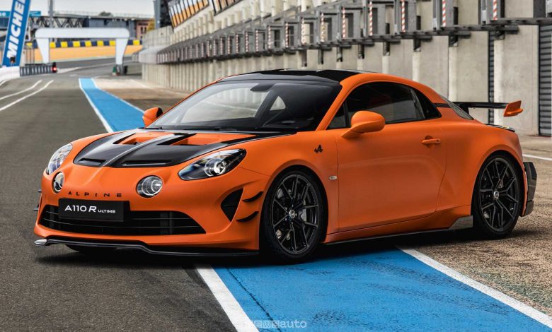 Alpine A110 R Ultime anteriore 3/4 sulla pit-lane di Le Mans