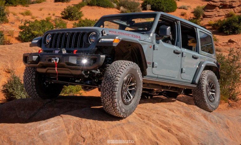 Nuova Jeep Wrangler Rubicon 2026 in twist sulle rocce
