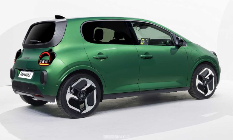 Renault Twingo E-Tech-Electric Techno Vert Absolu posteriore 3/4