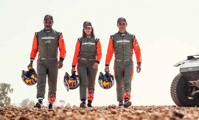 Gli altri tre piloti: da SX Nasser Al-Attiyah, Cristina Gutiérrez e Sébastien Loeb