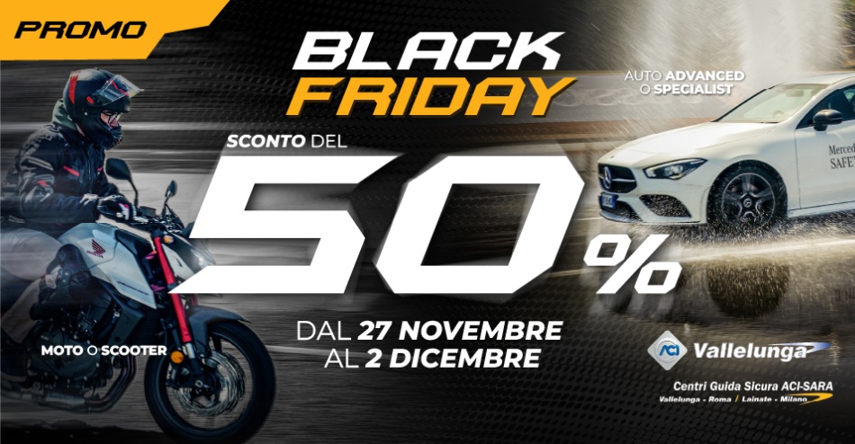 Corso guida sicura Autodromo Vallelunga Black Friday
