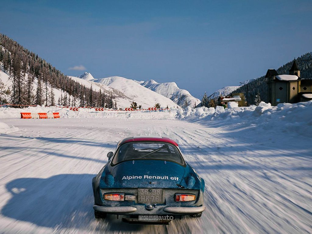 Alpine A110 in Assetto Corsa Rally sul ghiacciodromo di Livigno