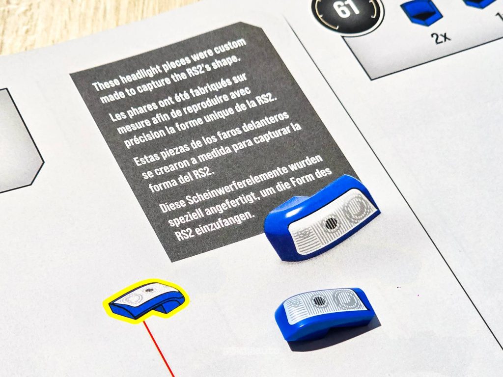 Mattel Brick Shop Audi RS2 serigrafia fari anteriori