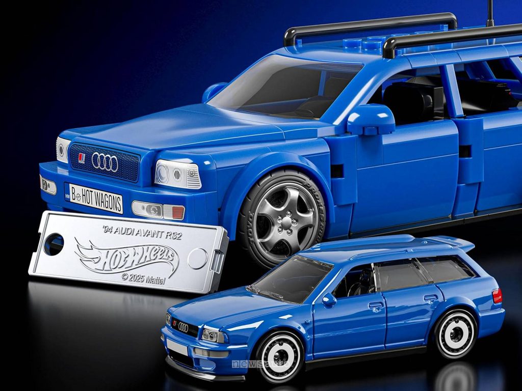 Mattel Brick Shop Audi-RS2 targhetta metallo